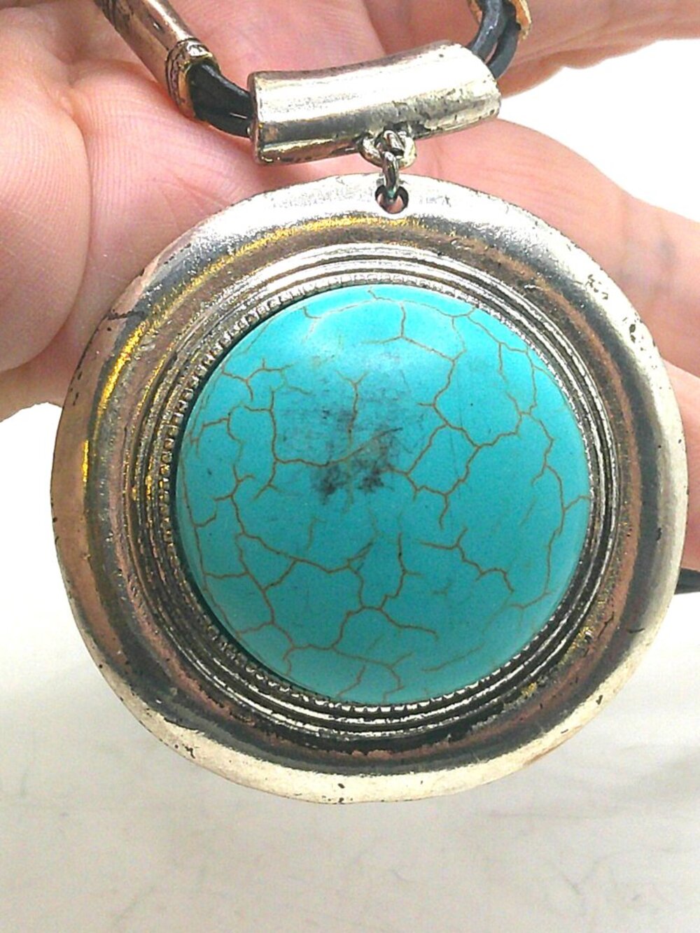 Simulated Turquoise Statement Necklace